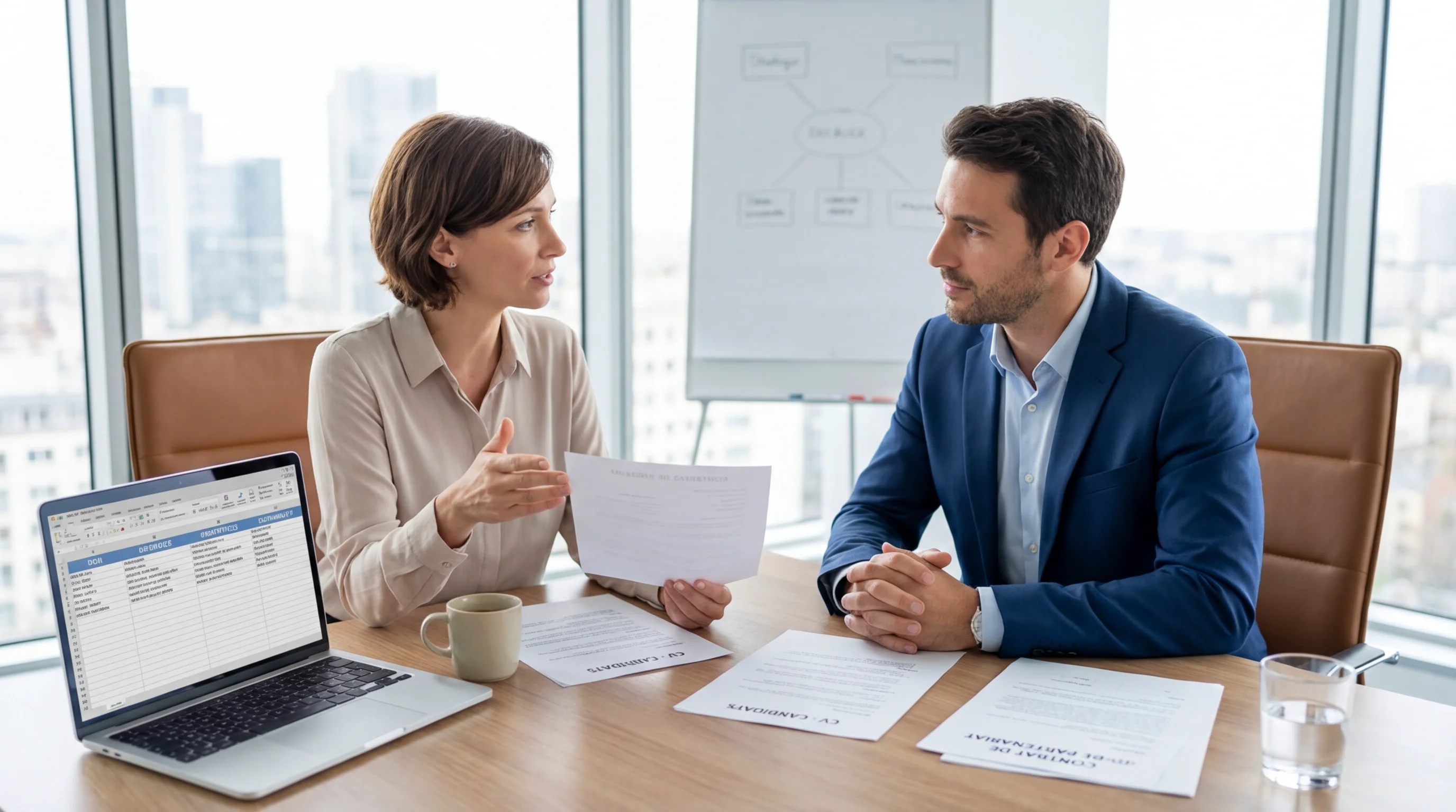 Meeting between an HR manager and a tech recruitment consultant