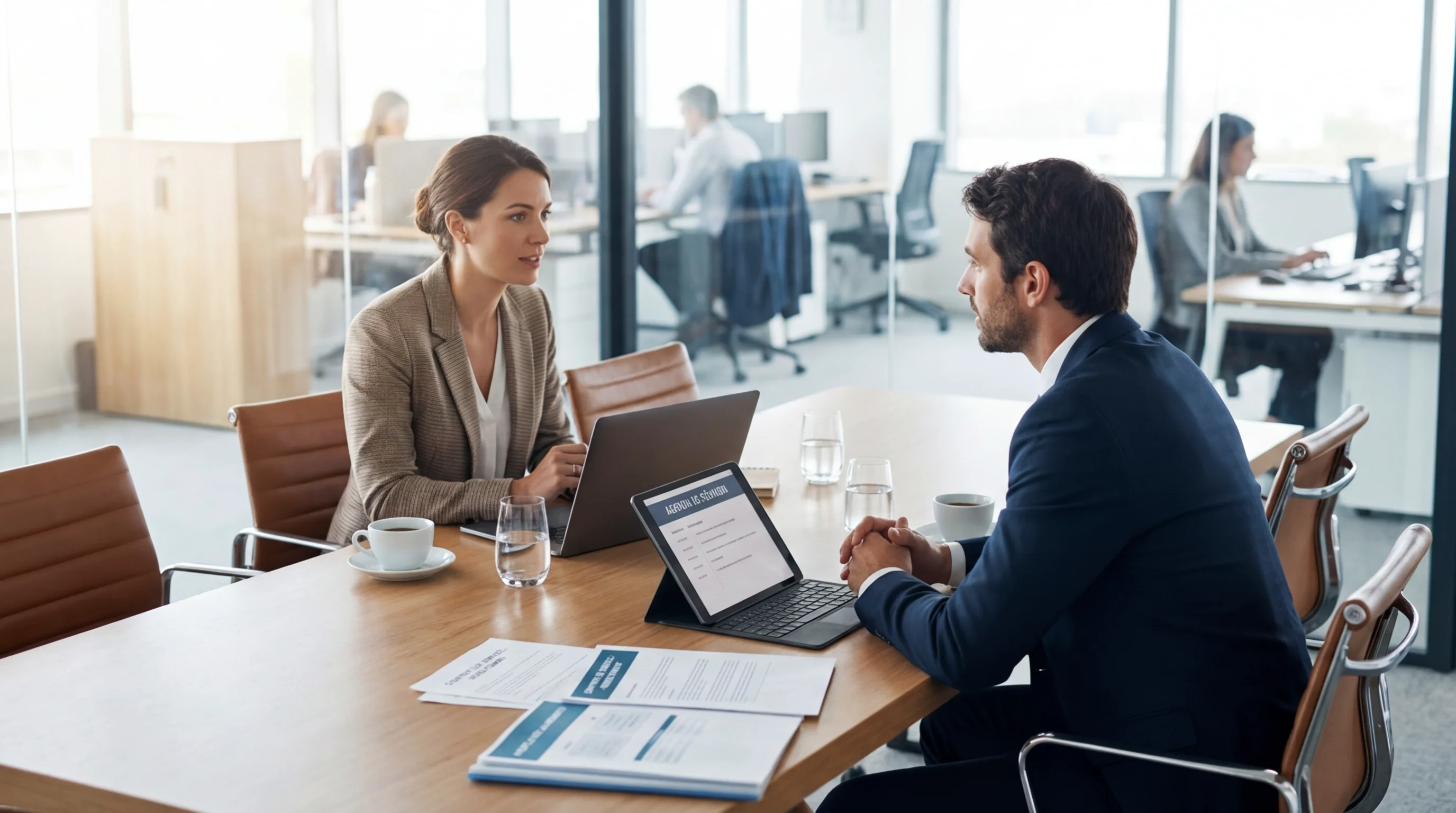 Meeting between an HR manager and a tech recruitment consultant